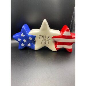 Rae Dunn Stars & Stripes Ceramic Patriotic Star Trio Decoration Red White & Blue